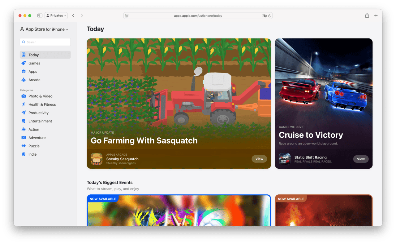 App Store 웹 버전 화면